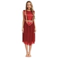 thumbnail image 1 of TiaoBug Women's Praise Dance Dress Lace-up Sides Split Sleeveless Liturgical Worship Tunic Dance Garments Burgundy XL, 1 of 7