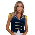 thumbnail image 1 of TiaoBug Women's Ringmaster Tailcoat Circus Role Play Costume Velvet  Sleeveless Tassel Steampunk Jacket Top Dark Blue XXL, 1 of 7