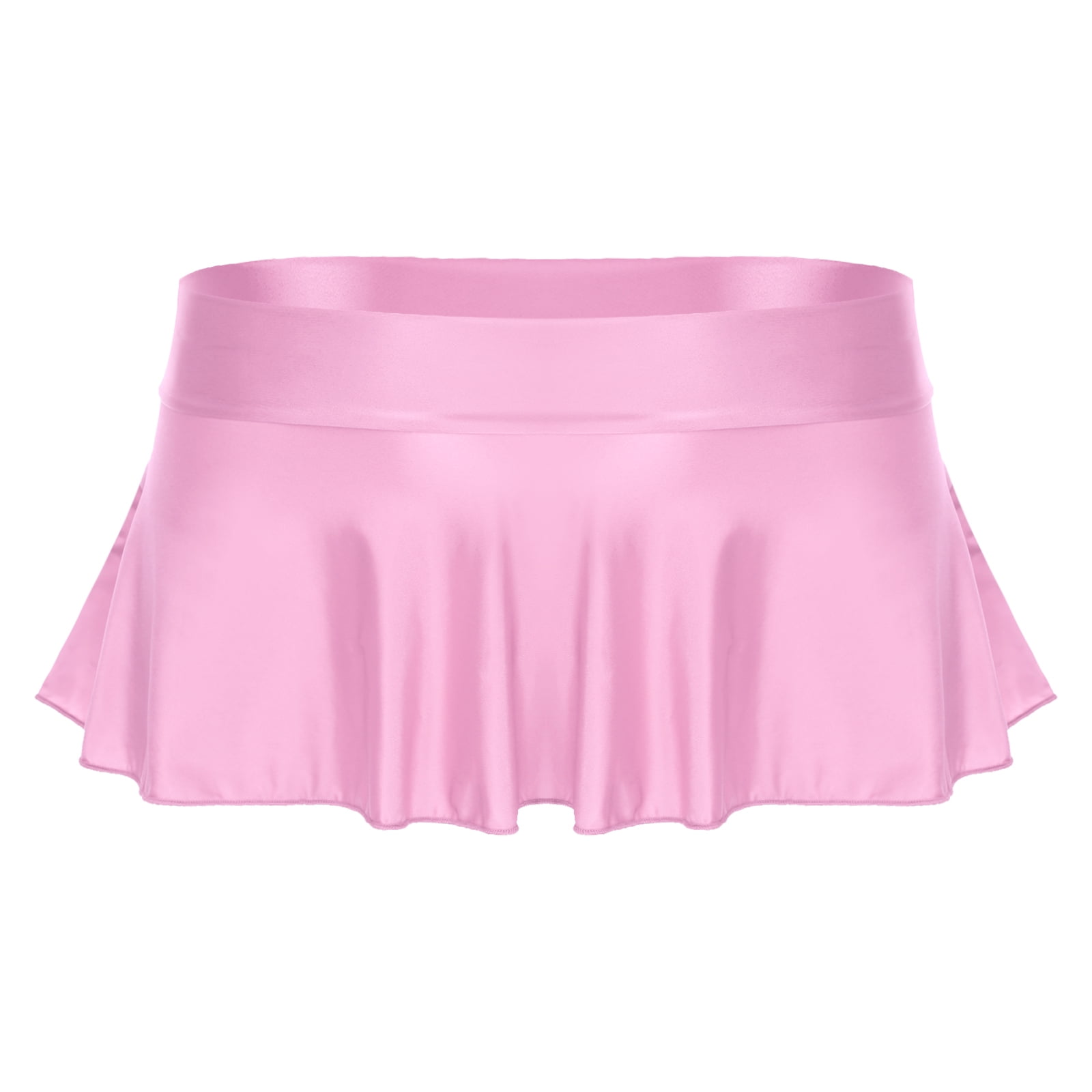 【SHALOM】24FW PINK WORLD SKIRT TiaoBug Women's Shiny Glossy Flared Mini Skater Skirt Solid