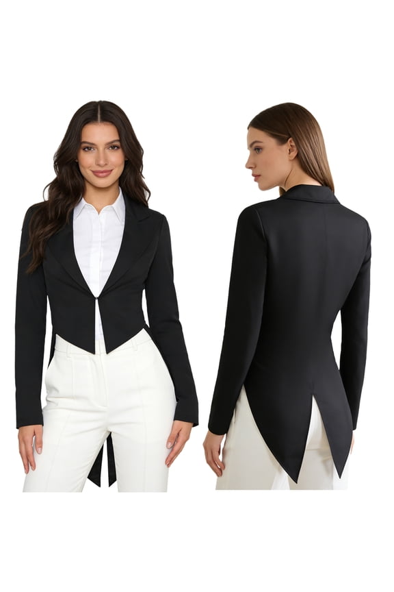 Women's Vintage Steampunk Swallow Tail Coat Gothic Long Suit Jacket Formal Casual Slim Blazer Dress Coat Black S