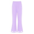 thumbnail image 1 of TiaoBug Women's Wide Leg Pants Casual Palazzo Flared Pants Elastic Waist Chiffon Loose Trousers Lavender S, 1 of 5