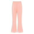 thumbnail image 1 of TiaoBug Women's Wide Leg Pants Casual Palazzo Flared Pants Elastic Waist Chiffon Loose Trousers Pink S, 1 of 5