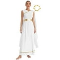 thumbnail image 1 of TiaoBug Womens Ancient Greek Costume Grecian Sleeveless Roman Queen Dress God Toga with Headwear White XL, 1 of 7