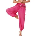 thumbnail image 1 of TiaoBug Womens Belly Dance Pants Side Split Sequins Yoga Bloomers Pants Hippie Jogger Trousers Hot Pink One Size, 1 of 7
