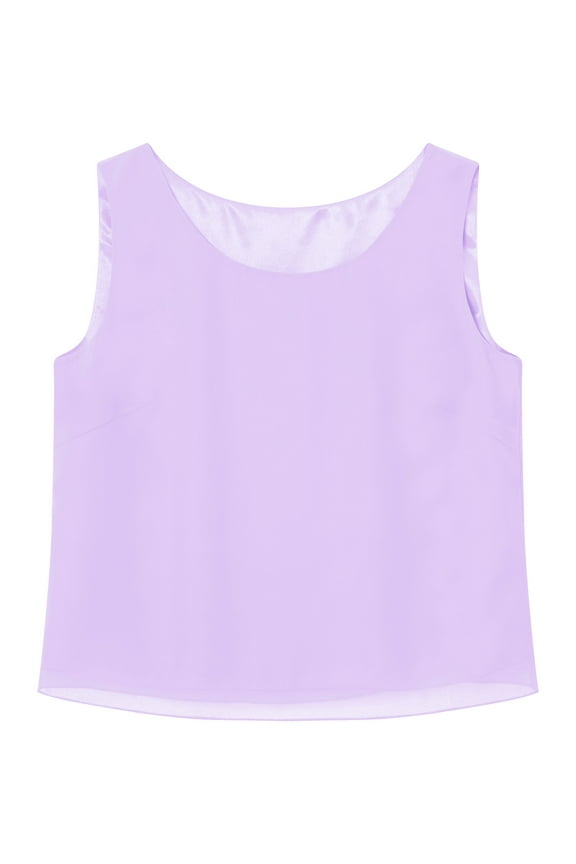 Womens Chiffon Tank Top Sleeveless Work Office Vest Blouse Wedding Guest Shirts Lavender S