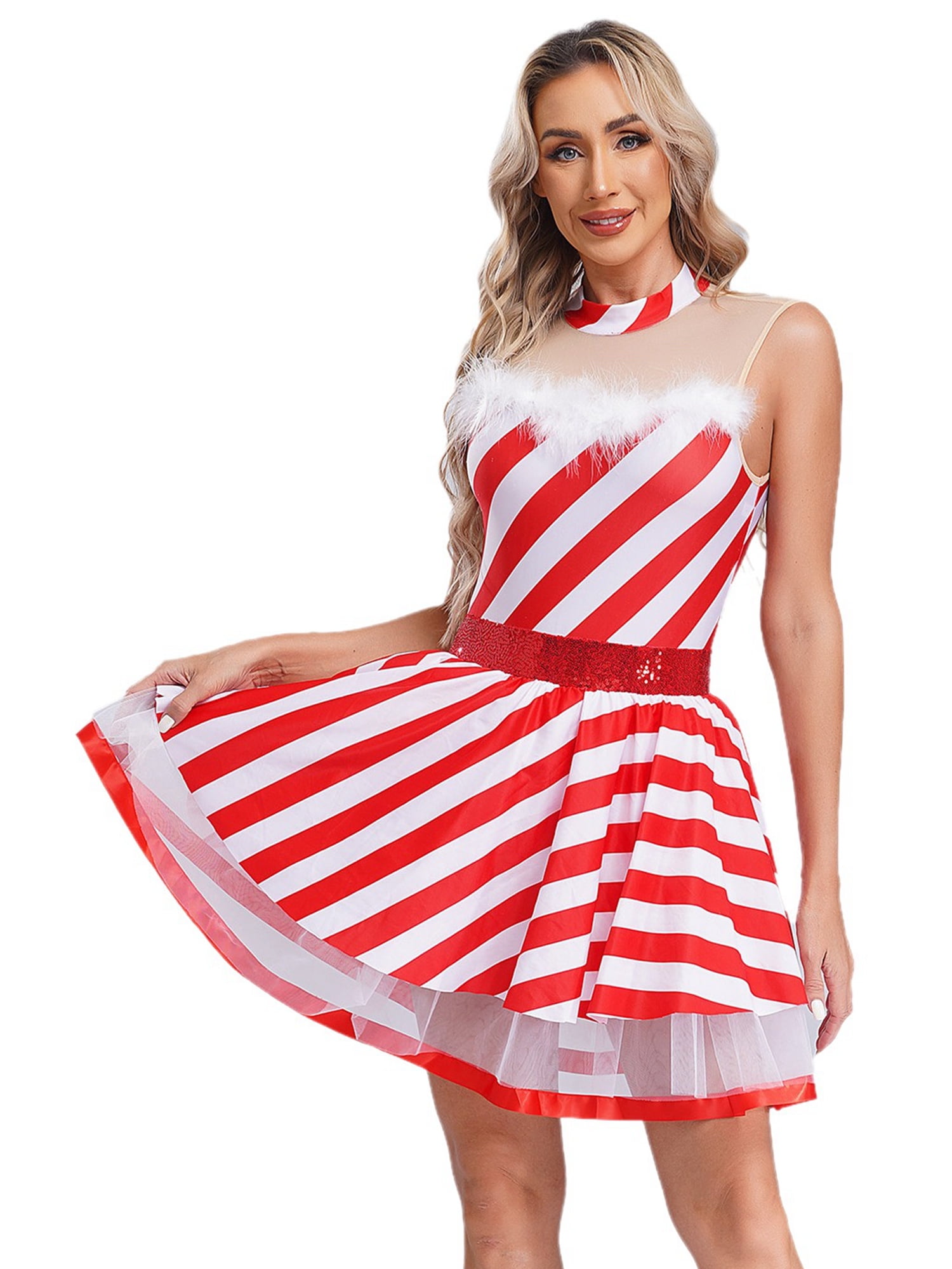 candy cane dress for ladies The Peppermint Pimp Canes | Candy Cane Print Christmas Wrap Dress | Size XS | Multicolor