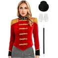 thumbnail image 1 of TiaoBug Womens Circus Jacket Coat Magic Show Outerwear Party Cosplay Costume with Accessories Set Red L, 1 of 7