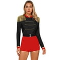 thumbnail image 1 of TiaoBug Womens Circus Ringmaster Costume Halloween Ringleader Lion Tamer Long Sleeve Jumpsuit Bodysuit Black XL, 1 of 7