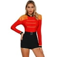 thumbnail image 1 of TiaoBug Womens Circus Ringmaster Costume Halloween Ringleader Lion Tamer Long Sleeve Jumpsuit Bodysuit Red XXL, 1 of 7