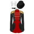 thumbnail image 1 of TiaoBug Womens Circus Ringmaster Costume Sequins Jumpsuit with Hat Bow Fake Collar and Gloves Outfits Black XXL, 1 of 6