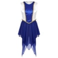 thumbnail image 1 of TiaoBug Womens Color Block Praise Lyrical Dance Dress Tunic Sides Split Irregular Liturgical Dancewear Blue M, 1 of 7