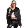 thumbnail image 1 of TiaoBug Womens Cropped Faux Fur Jacket Open Front Furry Short Coat Winter Cardigan Outerwear Black S, 1 of 7
