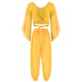 thumbnail image 1 of TiaoBug Womens Delly Dance Outfits Flare Sleeve Crop Top with Chiffon Harem Pants Dancewear Set Yellow One Size, 1 of 6