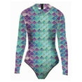 thumbnail image 1 of TiaoBug Womens Fish Scale Print Swimwear Long Sleeve Mermaid One-piece Surfing Diving Swimsuit Green XXL, 1 of 2