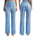 thumbnail image 1 of TiaoBug Womens Glitter Sequins Wide Leg Pants Rave Dance Fully Lining Loose Bling Trousers Light Blue L, 1 of 7