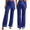 thumbnail image 1 of TiaoBug Womens Glitter Sequins Wide Leg Pants Rave Dance Fully Lining Loose Bling Trousers Royal Blue L, 1 of 5