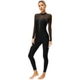 thumbnail image 1 of TiaoBug Womens Gymnastic Leotard Sheer Mesh Full Body Long Sleeve Figure Skating Dance Bodysuit Black M, 1 of 5