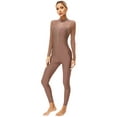thumbnail image 1 of TiaoBug Womens Gymnastic Leotard Sheer Mesh Full Body Long Sleeve Figure Skating Dance Bodysuit Dusty Pink S, 1 of 5