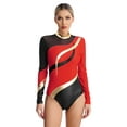 thumbnail image 1 of TiaoBug Womens Gymnastics Leotard Metallic Color Block Rhinestones Athletics Ballet Dance Bodysuit Top Red XXL, 1 of 7