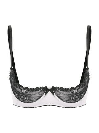 TiaoBug Women 1/4 Cup Lace Bra Underwire Floral Lace Shelf See