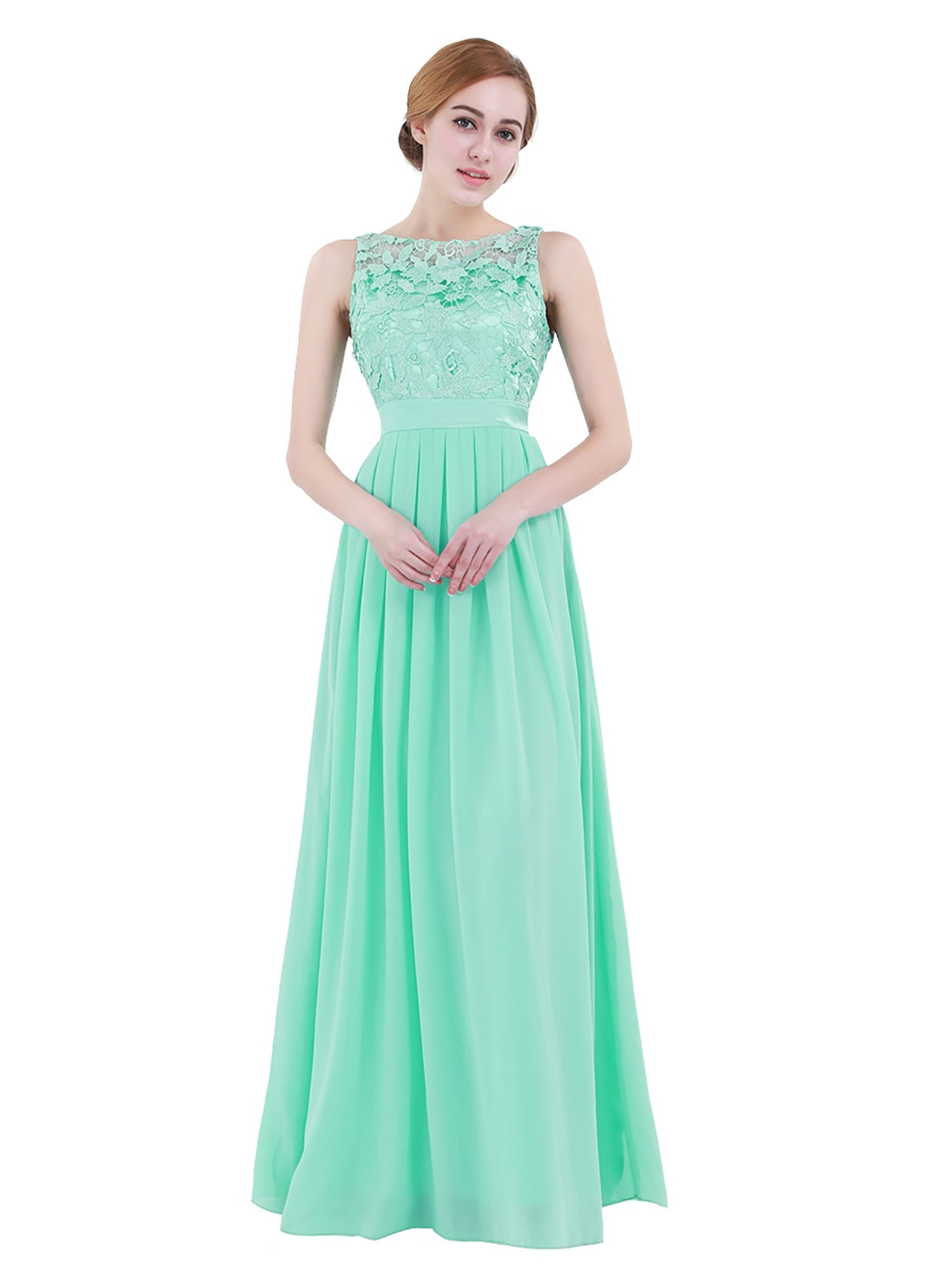 TiaoBug Womens Lace Chiffon Bridesmaid Maxi Dress Sleeveless Wedding Guest  Party Evening Prom Gown Turquoise 6 - Walmart.com