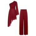 thumbnail image 1 of TiaoBug Womens Liturgical Worship Praise Lyrical Dance Outfits Single Sleeve Dress with Wide Leg Pants Burgundy XXL, 1 of 7