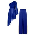 thumbnail image 1 of TiaoBug Womens Liturgical Worship Praise Lyrical Dance Outfits Single Sleeve Dress with Wide Leg Pants Royal Blue XL, 1 of 7