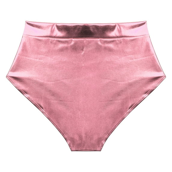 TiaoBug Womens Low Rise Shiny Metallic Booty Shorts Jazz Dance Hot Pants Clubwear Pink S
