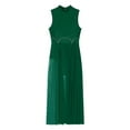 thumbnail image 1 of TiaoBug Womens Lyrical Dance Dress Sleeveless Side Split Leotard Dress Rhinestone Dancewear Green S, 1 of 7