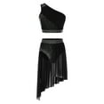 thumbnail image 1 of TiaoBug Womens Lyrical Modern Contemporary Dance Outfits One Shoulder Crop Top with Skirted Leotard Black XXL, 1 of 7