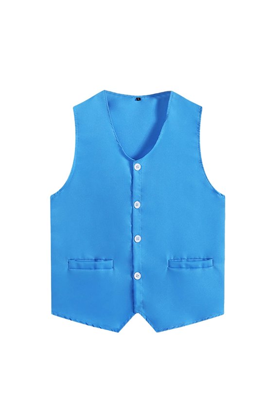 Womens Mens Button Vest Uniform Volunteer Work Uniform Activity Vest Waiter Bartender Waistcoat Sky Blue XXL