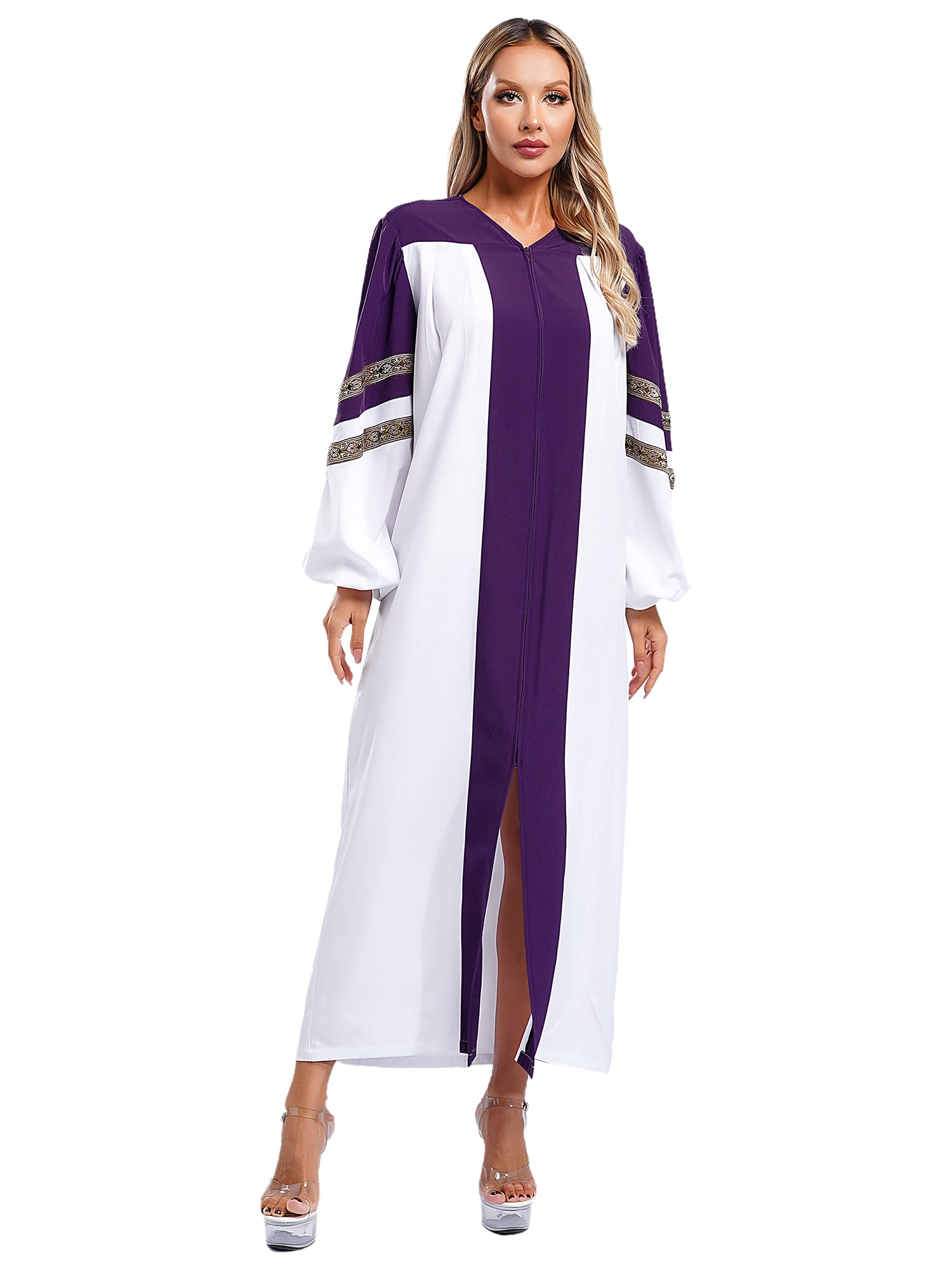 TiaoBug Womens Mens Choir Robe Halloween Pulpit Zipper Robe