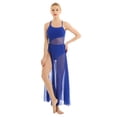 thumbnail image 1 of TiaoBug Womens Mesh SleevelessLyrical Dance Leotard Dress Gymnastics Dancewear Costume Royal Blue L, 1 of 7