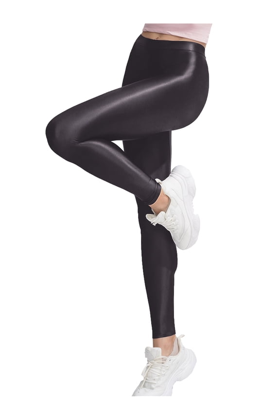 Womens Metallic Compression Pants Workout Athletic Dance Leggings