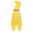 thumbnail image 1 of TiaoBug Womens Metallic Sleeveless Praise Dance Dress V Neck Asymmetrical Hem Worship Dance Costume Yellow L, 1 of 5