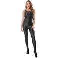 thumbnail image 1 of TiaoBug Womens Oil Sleeveless Bodycon Jumpsuit Sheer Full Body Sport Bodysuit Bodystocking Tight Swimsuit Black M, 1 of 7