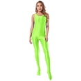 thumbnail image 1 of TiaoBug Womens Oil Sleeveless Bodycon Jumpsuit Sheer Full Body Sport Bodysuit Bodystocking Tight Swimsuit Fluorescent Green XL, 1 of 7