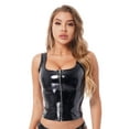 thumbnail image 1 of TiaoBug Womens Patent Leather Camisole Wet Look Zipper Crop Tank Tops Vest Rave Clubwear Black M, 1 of 7