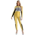 thumbnail image 1 of TiaoBug Womens Race Car Driver Long Sleeve Jumpsuit Catsuit Full Bodysuit Halloween Racer Jumper Costume Yellow L, 1 of 5
