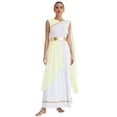 thumbnail image 1 of TiaoBug Womens Roman Antique Long Dress Metallic Patchwork Greek Ancient Toga Chiffon Robe Champagne XXL, 1 of 7