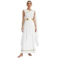 thumbnail image 1 of TiaoBug Womens Roman Antique Long Dress Metallic Patchwork Greek Ancient Toga Chiffon Robe White S, 1 of 7