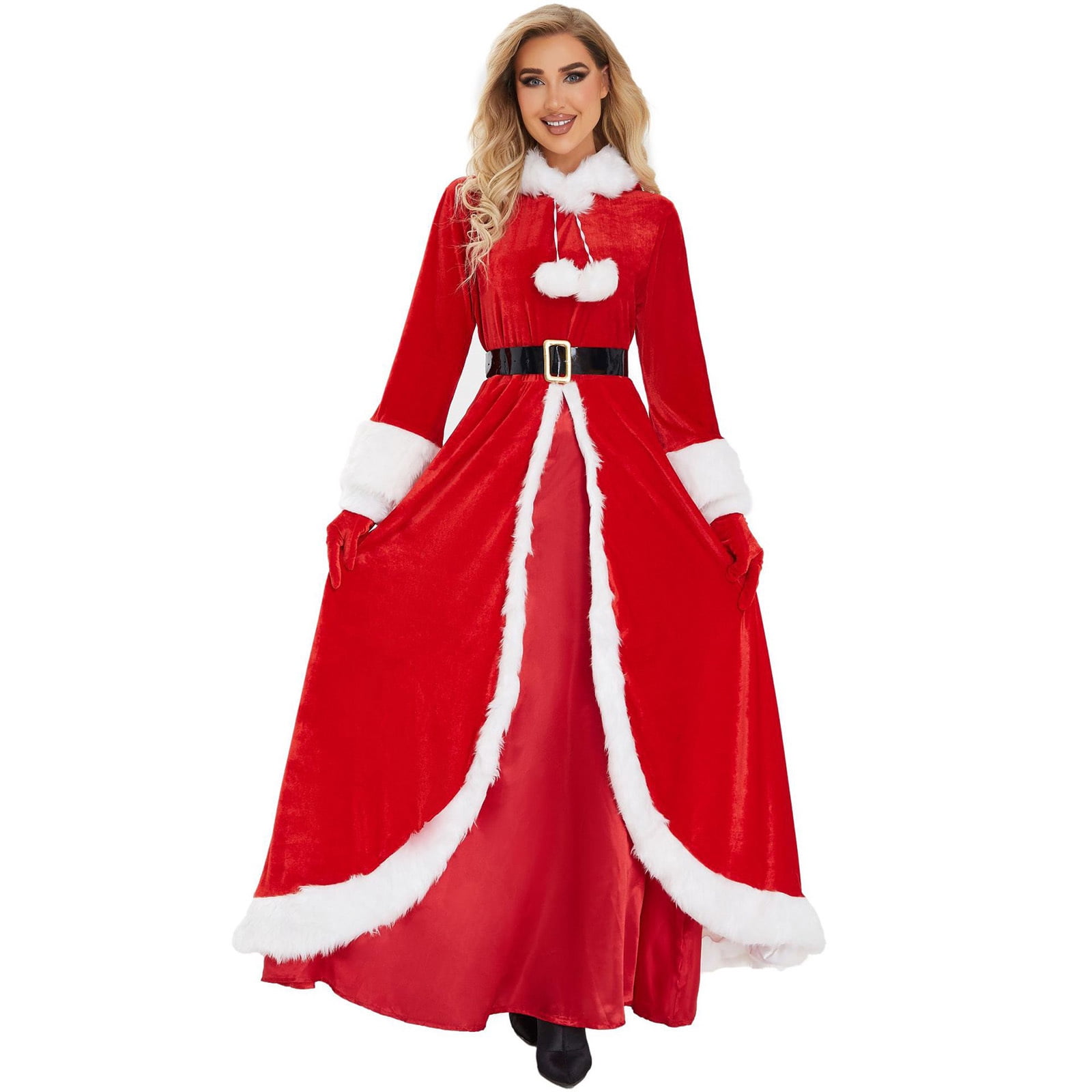 santa dress long RED CHRISTMAS DRESS W FITTED WAIST