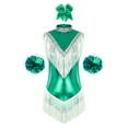 thumbnail image 1 of TiaoBug Womens Sequins Jazz Latin Dance Costume Cheerleading Metallic Tassel Leotard Bodysuit Green XXL, 1 of 7