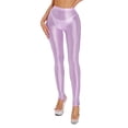thumbnail image 1 of TiaoBug Womens Silk Oil Glossy Stirrup Leggings High Waist Pantyhose Gym Yoga Pants Trousers Purple M, 1 of 6