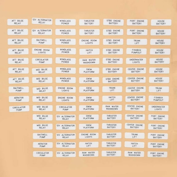 Tiara Boat Switch Panel Labels 3299870 | Vinyl White (100 PC)