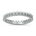 thumbnail image 1 of Tiara Crown Eternity Band Clear Cubic Zirconia Ring .925 Sterling Silver White Jewelry Female Size 5, 1 of 4