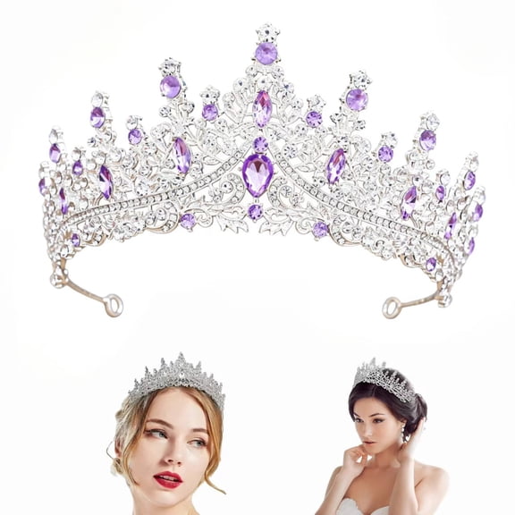 Tiara Crown for Women, Silver Crystal Tiaras and Crowns for Women, For Quinceanera Graduation First Communion Crown Prom Wedding Bridal Accessories Wedding(Pink)
