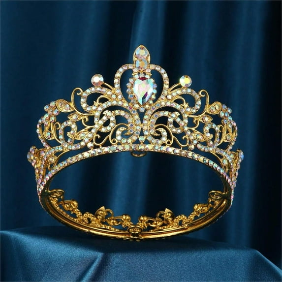 Tiara Crown for Women Girls, Crowns Tiaras Hair Accessories for Birthday Wedding Prom Bridal Party Halloween Costume Christmas G (Fancy gold)