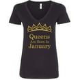 thumbnail image 1 of Tiara Gold Queens Are Born In January V Neck Shirt Birthday Gift Lady Tee Color Black Small, 1 of 2