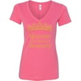 thumbnail image 1 of Tiara Gold Queens Are Born In January V Neck Shirt Birthday Gift Lady Tee Color Pink X-Large, 1 of 2